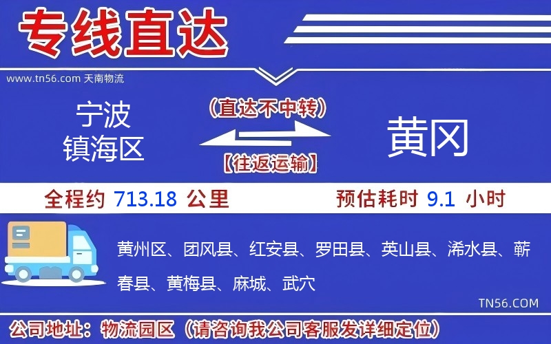 宁波镇海区到黄冈物流公司