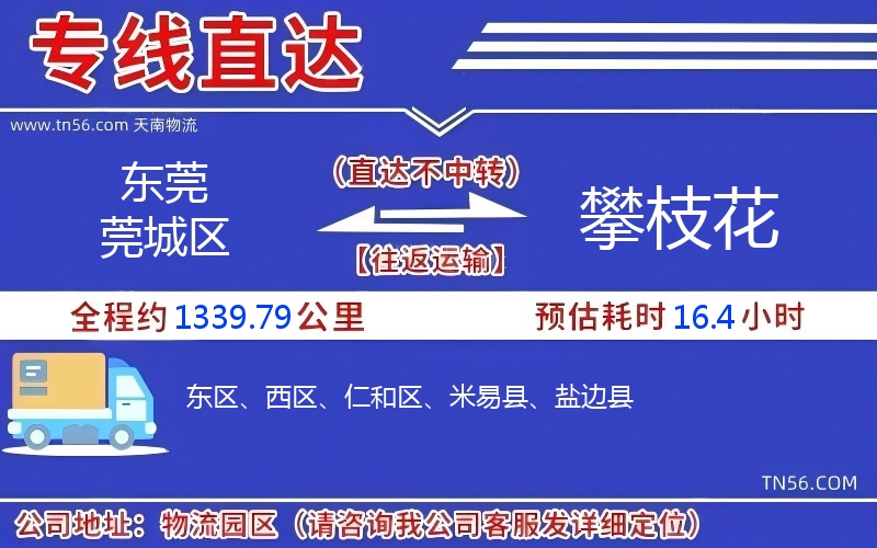 东莞莞城区到攀枝花物流公司