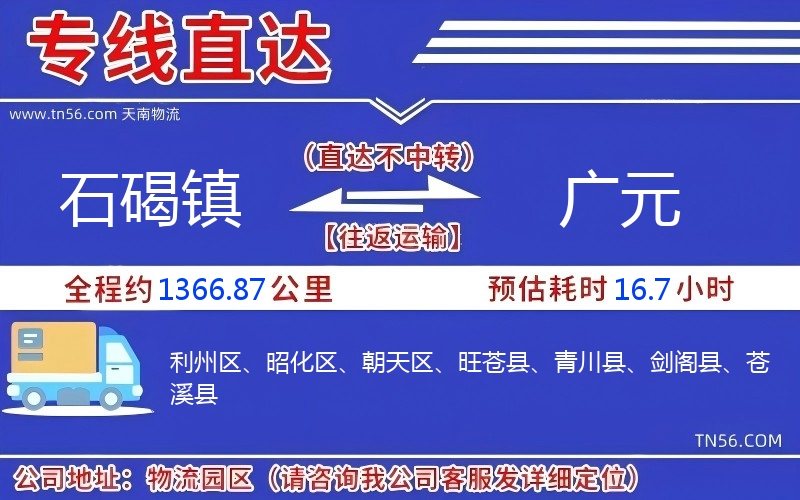 石碣镇到广元物流公司