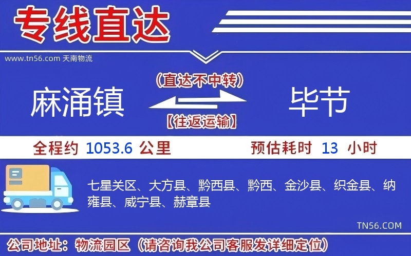 麻涌镇到毕节物流公司 麻涌镇到毕节物流公司