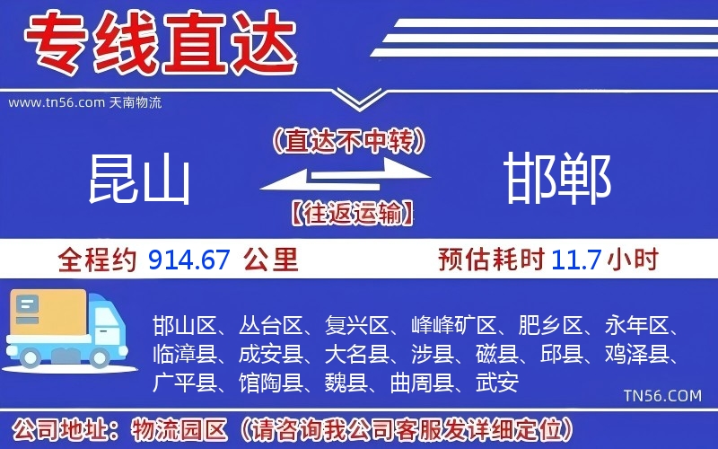 昆山到邯郸物流公司